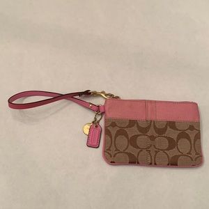 Coach Pink ,Brown & Tan Wristlet